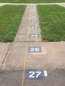 painted distance markings, pavement markings, line striping, wheel  stops, ADA-accessibl
